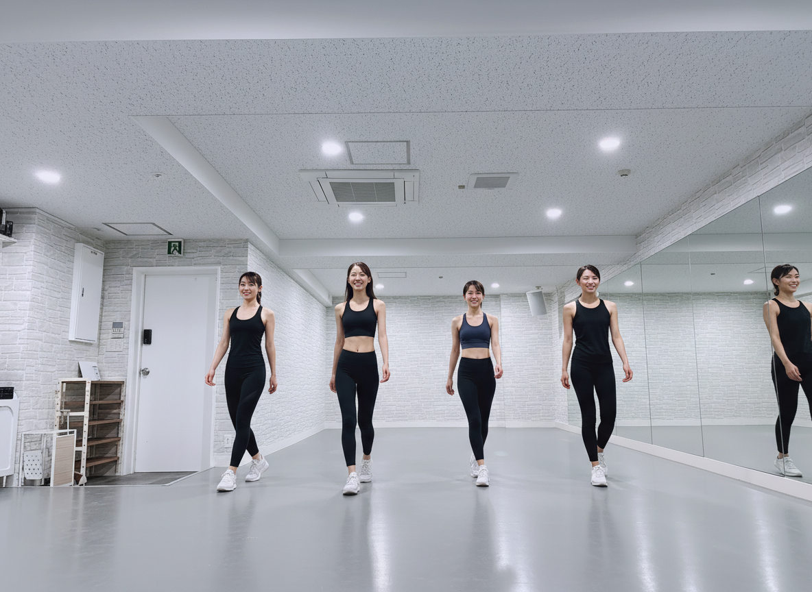 ウォーキングレッスンをしている5人